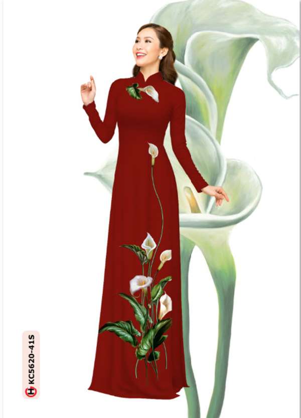 Vải Áo Dài Vẽ Hoa Ly Mới Ra AD KC5620 40 Vải Áo Dài Vẽ Hoa Ly Mới Ra AD KC5620