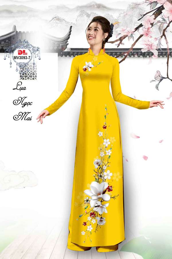 Vải Áo Dài Hoa In 3D Mới Ra AD MV3093