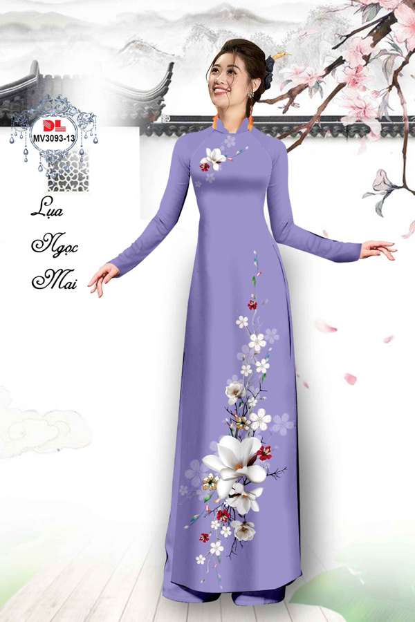 Vải Áo Dài Hoa In 3D Mới Ra AD MV3093
