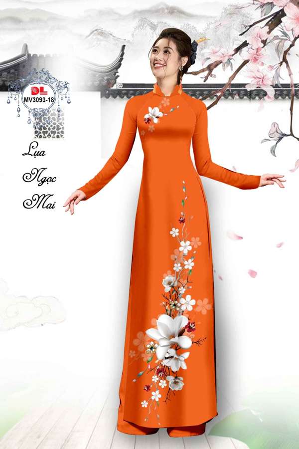 Vải Áo Dài Hoa In 3D Mới Ra AD MV3093