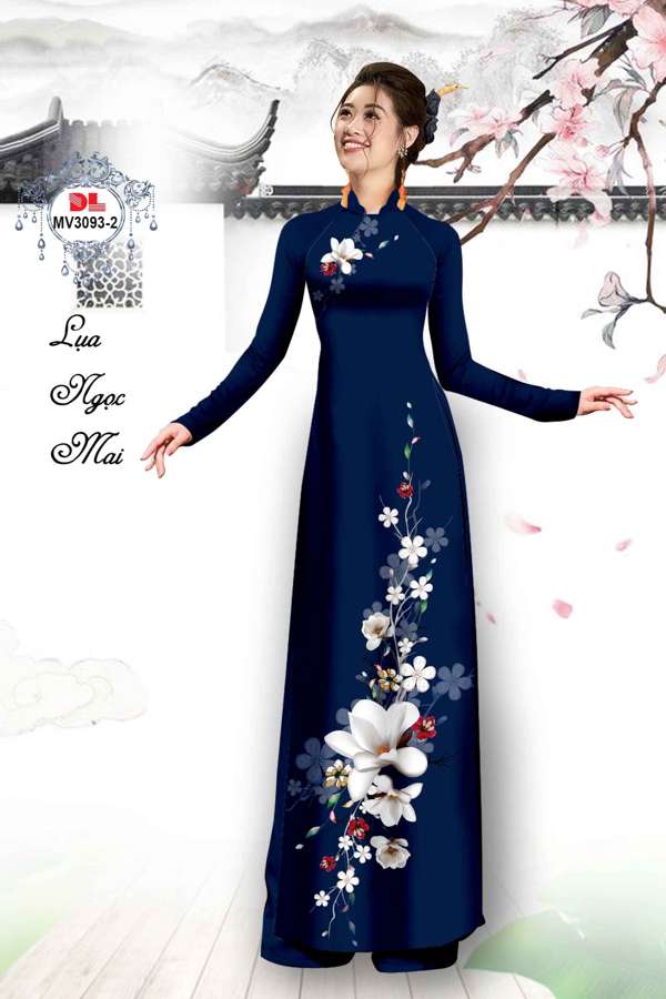 Vải Áo Dài Hoa In 3D Mới Ra AD MV3093