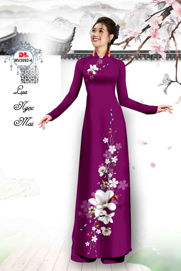 Vải Áo Dài Hoa In 3D Mới Ra AD MV3093