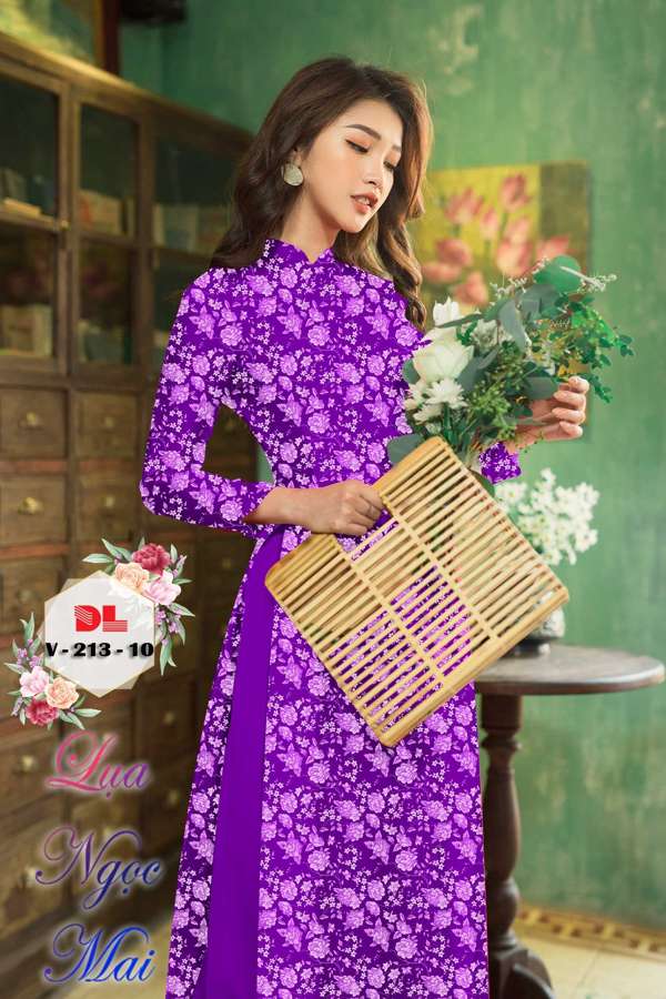 Vải Áo Dài Hoa Đều Kiểu Mới AD DLV213 53 Vải Áo Dài Hoa Đều Kiểu Mới AD DLV213