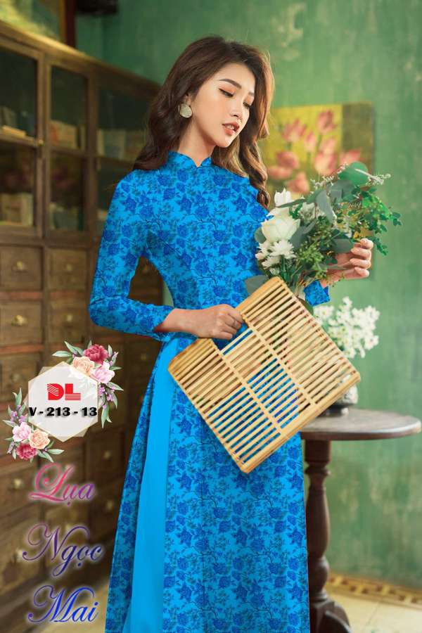 Vải Áo Dài Hoa Đều Kiểu Mới AD DLV213 56 Vải Áo Dài Hoa Đều Kiểu Mới AD DLV213
