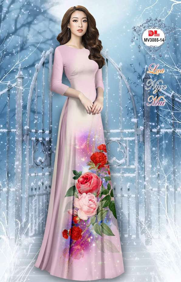 Vải Áo Dài Hoa Cẩm Chướng Vừa Ra  AD MV3085