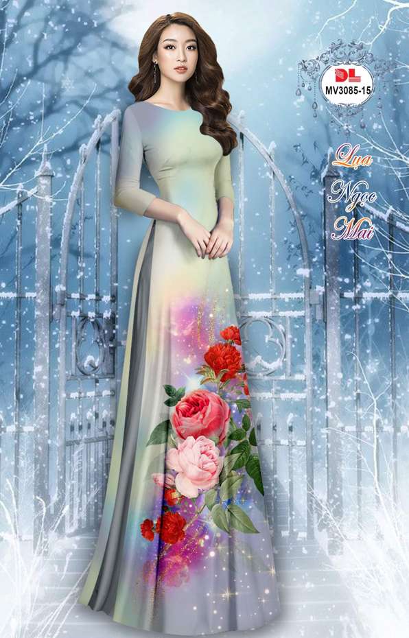 Vải Áo Dài Hoa Cẩm Chướng Vừa Ra  AD MV3085