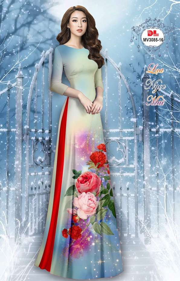 Vải Áo Dài Hoa Cẩm Chướng Vừa Ra  AD MV3085