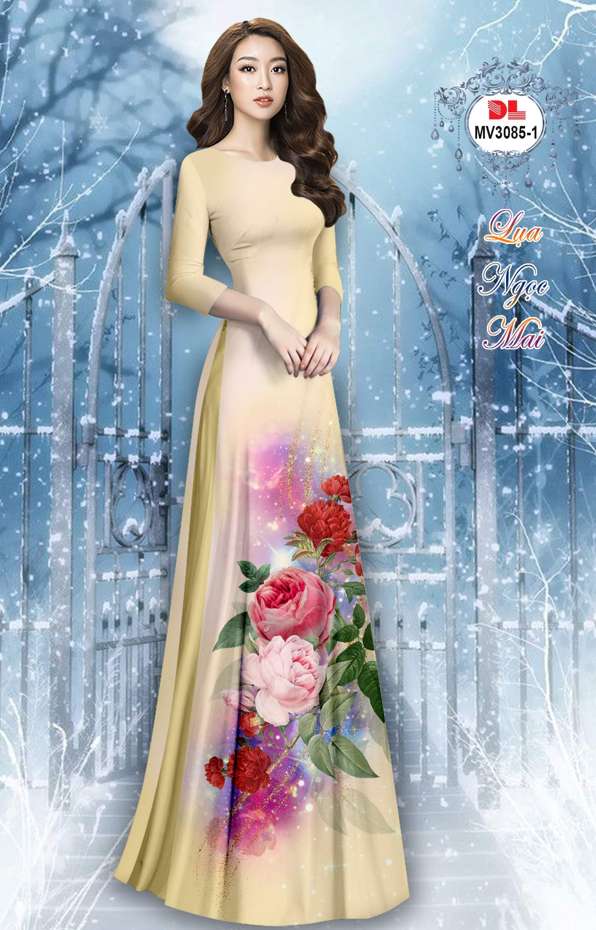 Vải Áo Dài Hoa Cẩm Chướng Vừa Ra  AD MV3085