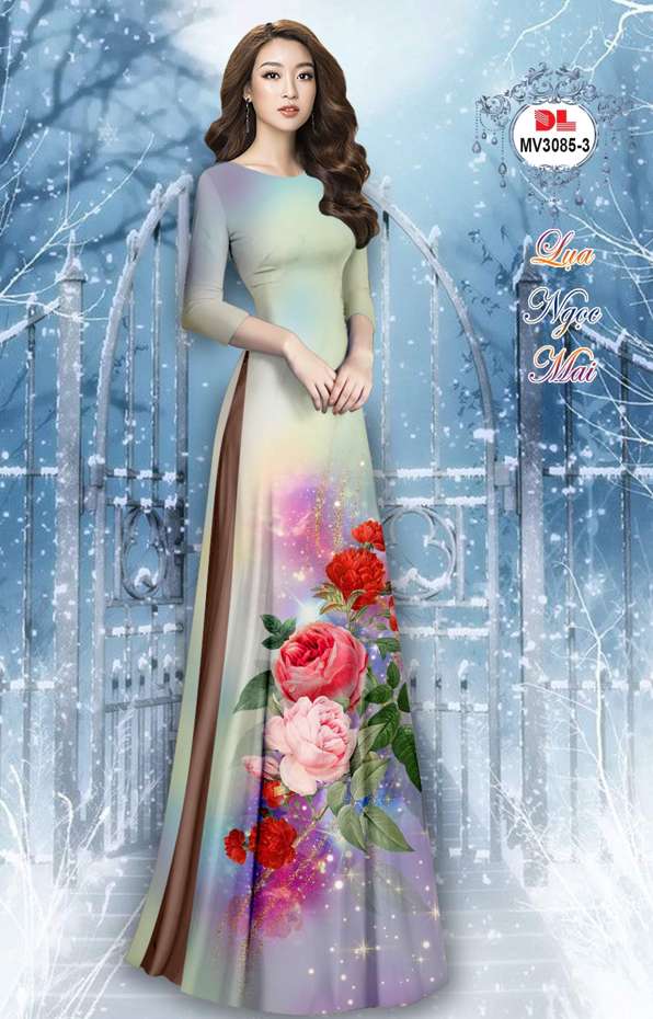 Vải Áo Dài Hoa Cẩm Chướng Vừa Ra  AD MV3085