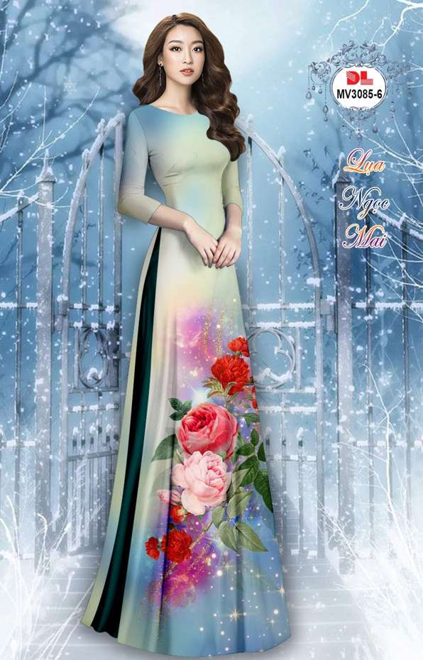 Vải Áo Dài Hoa Cẩm Chướng Vừa Ra  AD MV3085
