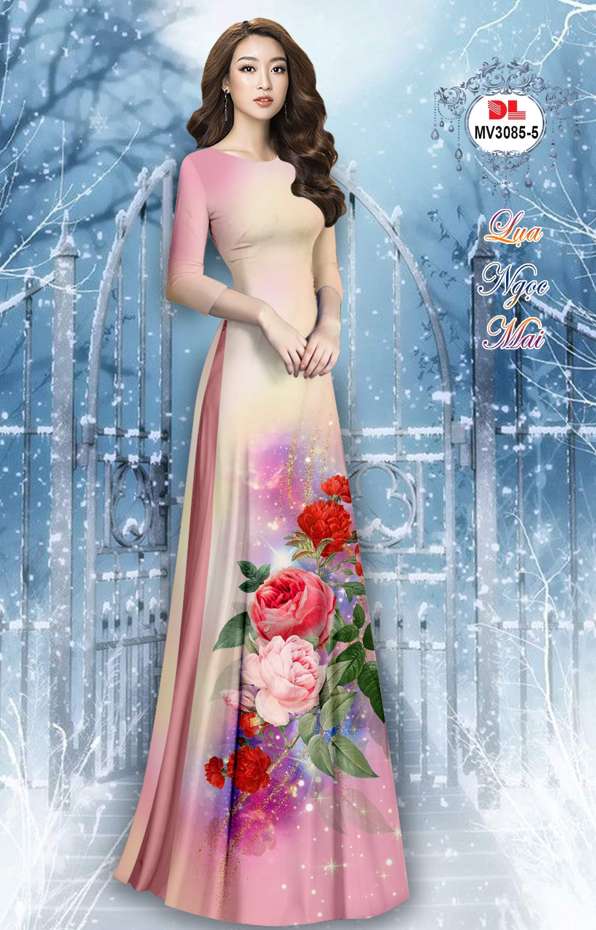 Vải Áo Dài Hoa Cẩm Chướng Vừa Ra  AD MV3085