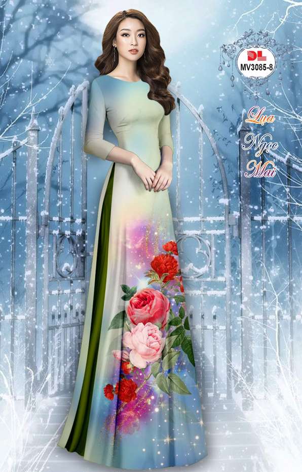 Vải Áo Dài Hoa Cẩm Chướng Vừa Ra  AD MV3085