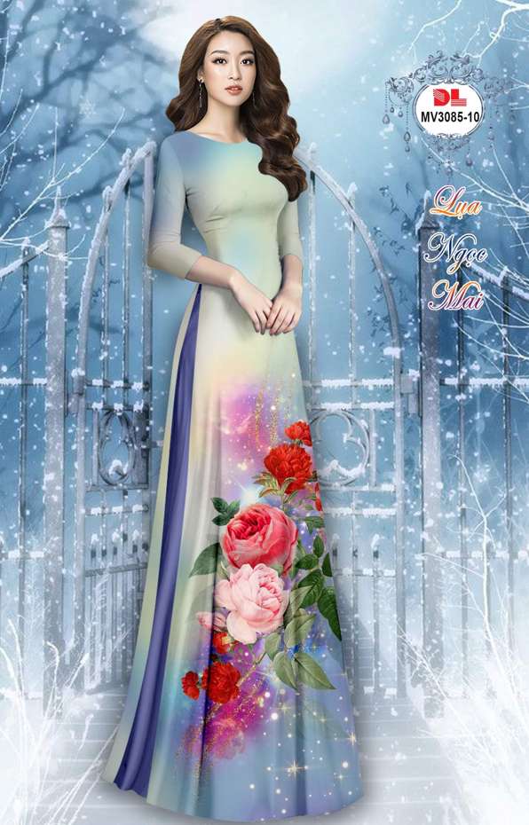 Vải Áo Dài Hoa Cẩm Chướng Vừa Ra  AD MV3085