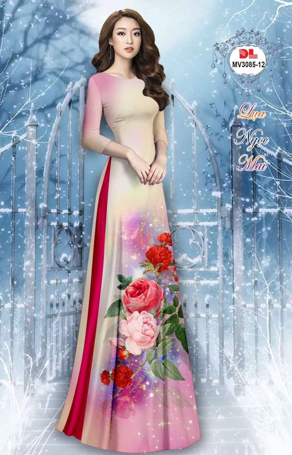 Vải Áo Dài Hoa Cẩm Chướng Vừa Ra  AD MV3085