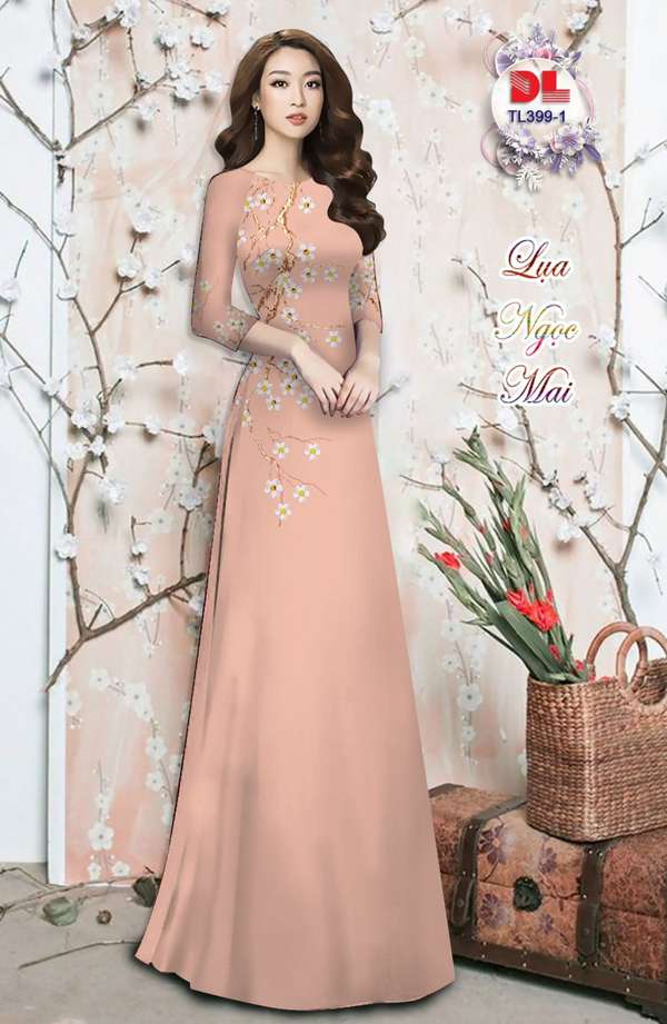 Vải Áo Dài Hoa Đào Độc Đáo AD TL399 22 Vải Áo Dài Hoa Đào Độc Đáo AD TL399