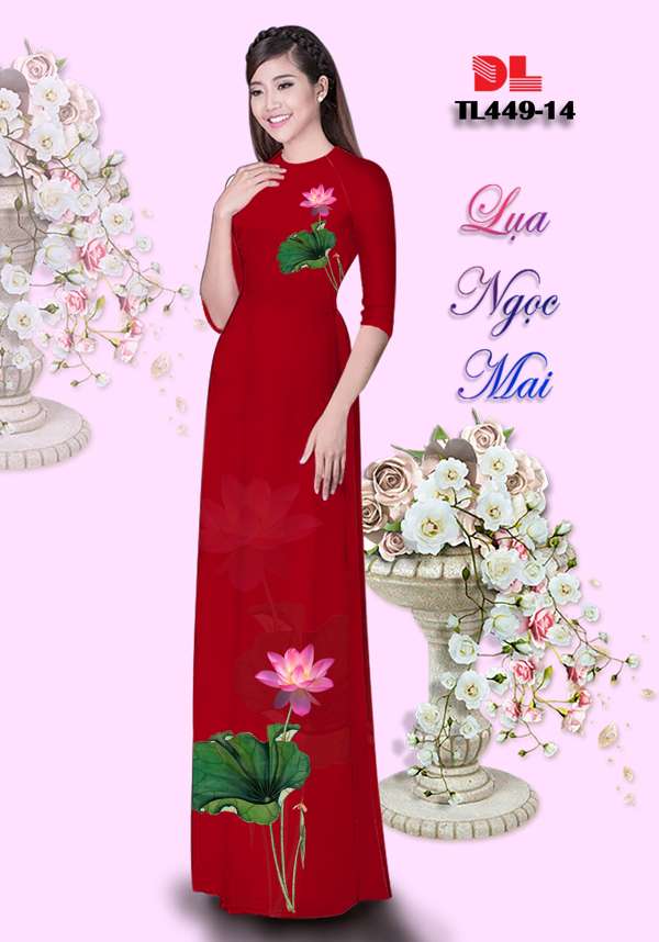 Vải Áo Dài Hoa Sen Mới Ra AD TL449 48 Vải Áo Dài Hoa Sen Mới Ra AD TL449