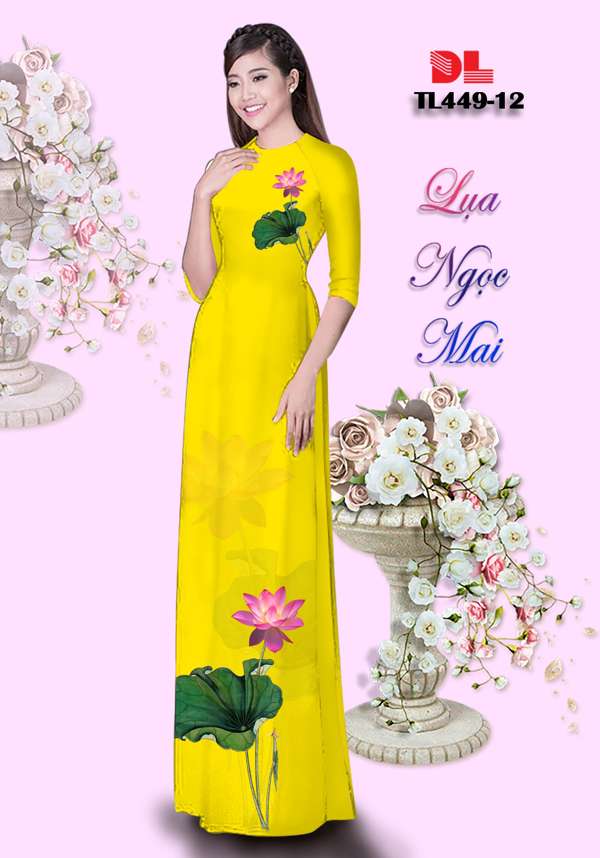 Vải Áo Dài Hoa Sen Mới Ra AD TL449 46 Vải Áo Dài Hoa Sen Mới Ra AD TL449