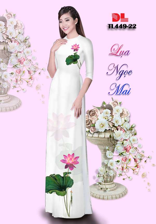 Vải Áo Dài Hoa Sen Mới Ra AD TL449 53 Vải Áo Dài Hoa Sen Mới Ra AD TL449