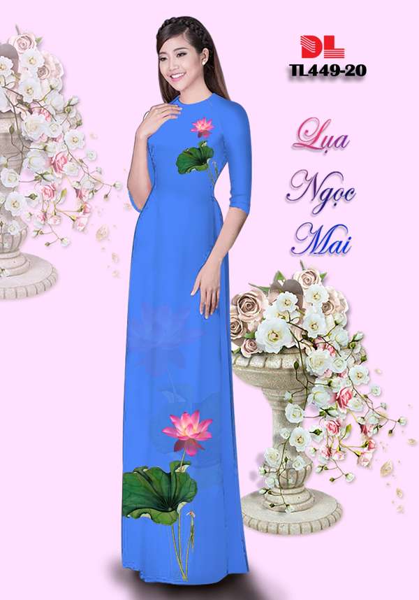 Vải Áo Dài Hoa Sen Mới Ra AD TL449 55 Vải Áo Dài Hoa Sen Mới Ra AD TL449