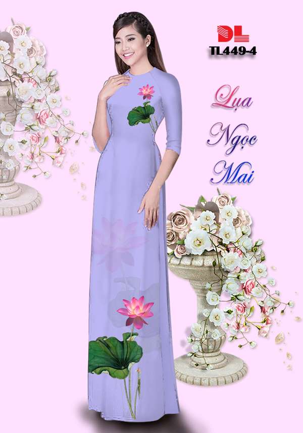 Vải Áo Dài Hoa Sen Mới Ra AD TL449 58 Vải Áo Dài Hoa Sen Mới Ra AD TL449