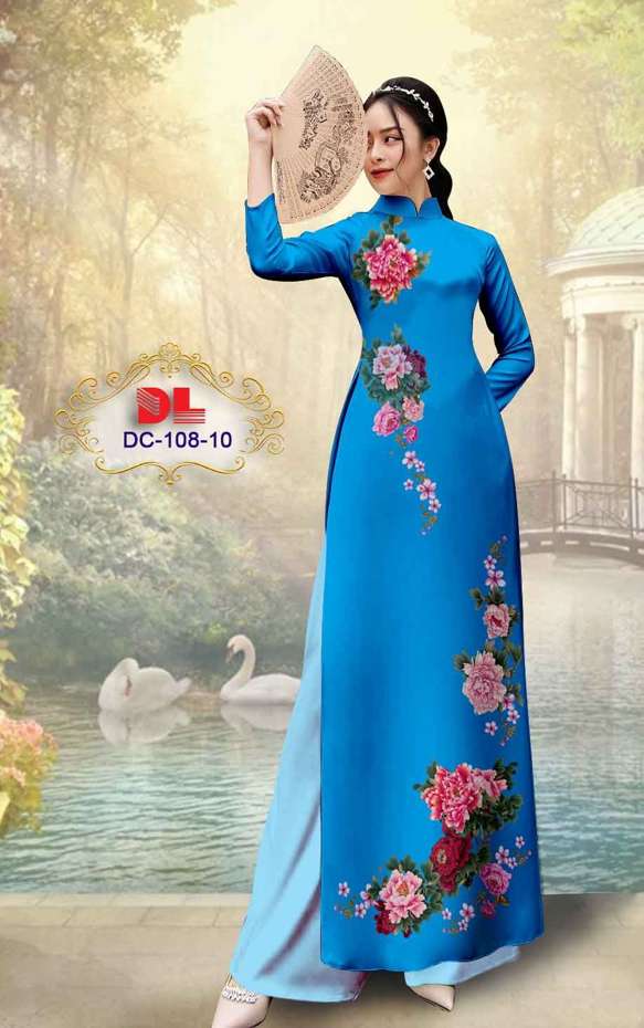 Vải Áo Dài Hoa Cẩm Chướng Thiết Kế 2021 AD DC108