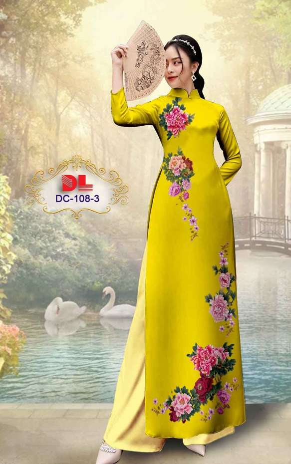 Vải Áo Dài Hoa Cẩm Chướng Thiết Kế 2021 AD DC108