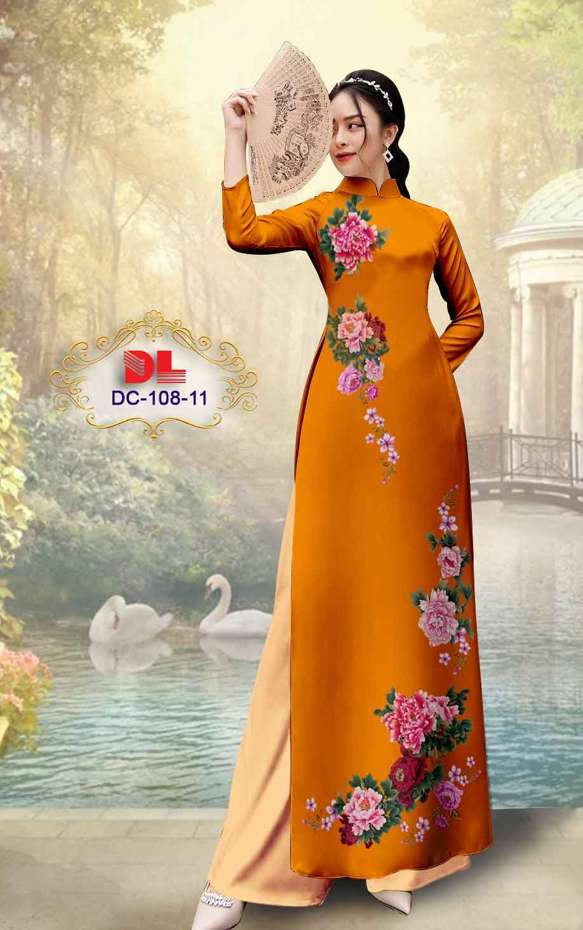 Vải Áo Dài Hoa Cẩm Chướng Thiết Kế 2021 AD DC108