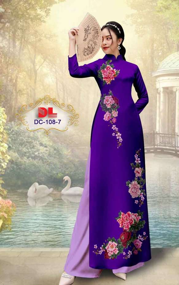 Vải Áo Dài Hoa Cẩm Chướng Thiết Kế 2021 AD DC108