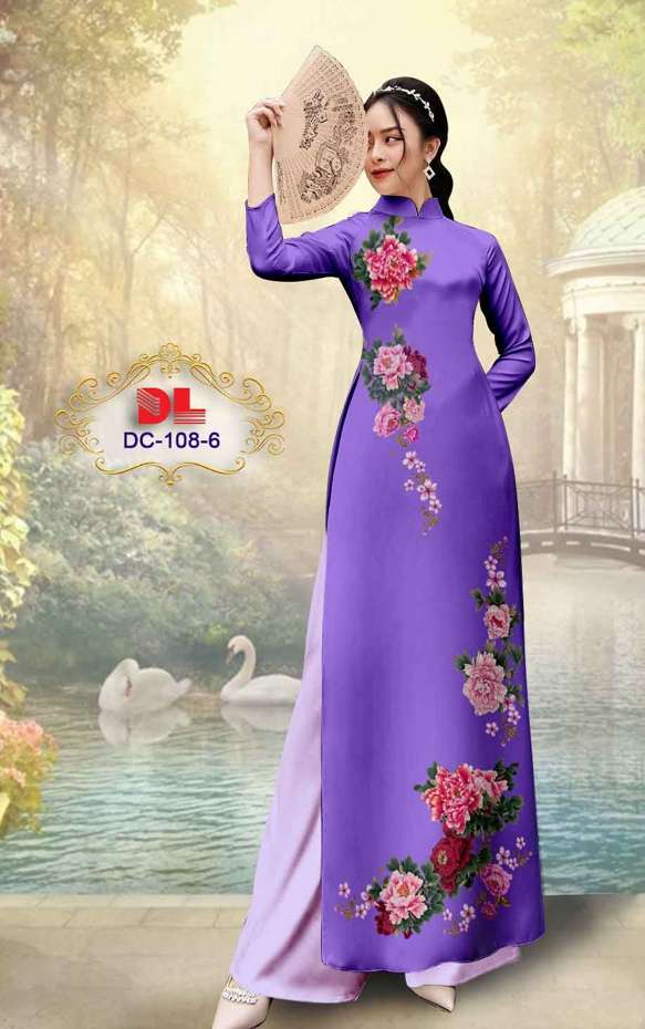 Vải Áo Dài Hoa Cẩm Chướng Thiết Kế 2021 AD DC108