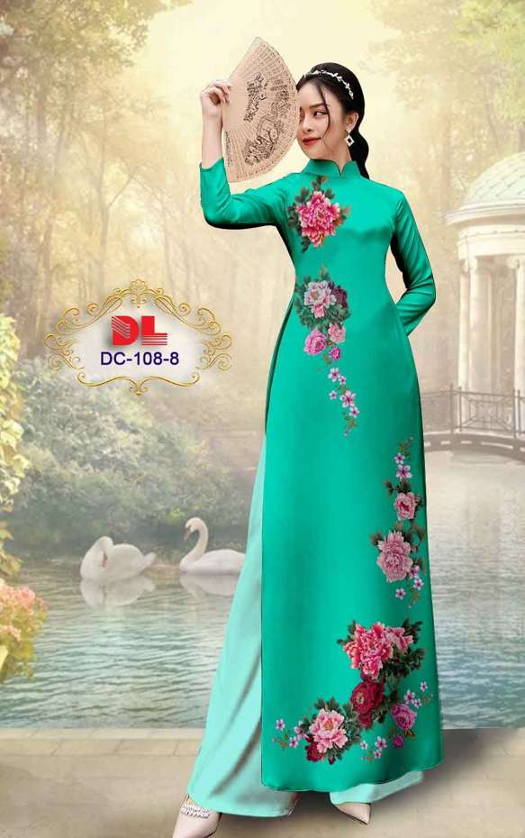 Vải Áo Dài Hoa Cẩm Chướng Thiết Kế 2021 AD DC108