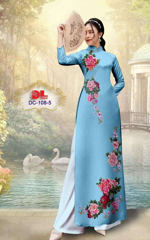 Vải Áo Dài Hoa Cẩm Chướng Thiết Kế 2021 AD DC108