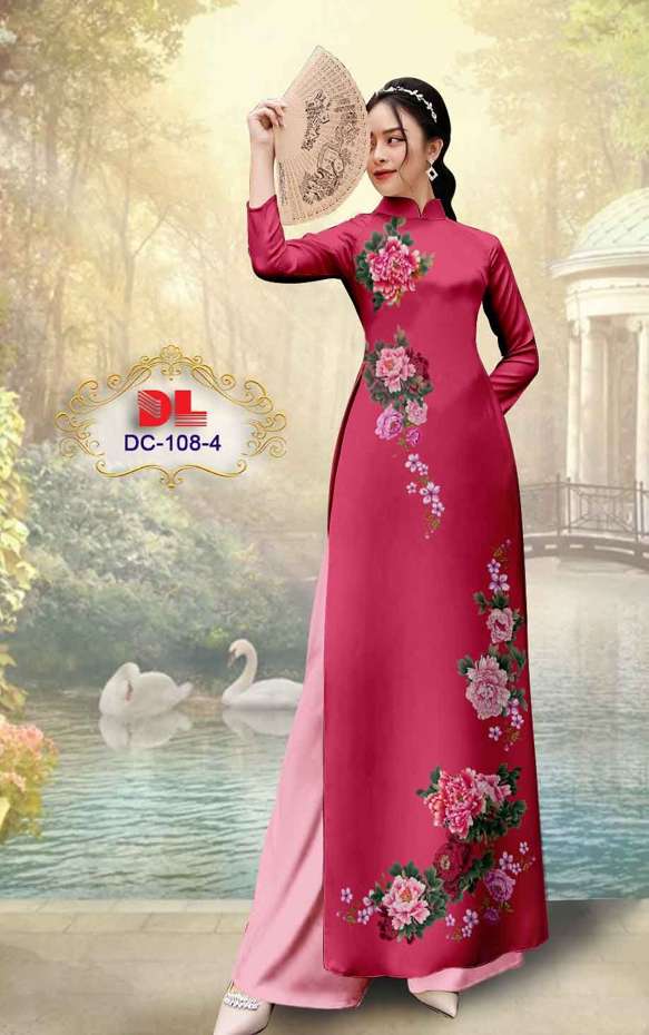 Vải Áo Dài Hoa Cẩm Chướng Thiết Kế 2021 AD DC108