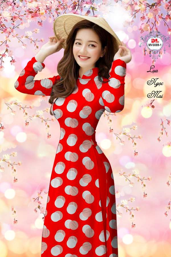 Vải Áo Dài Chấm Bi Thiết Kế 2021 AD MV3089