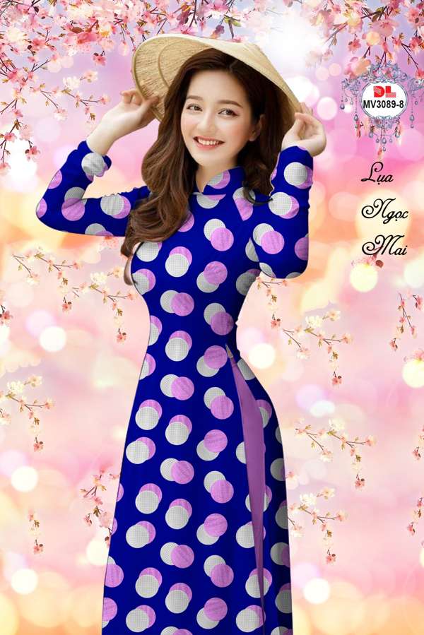 Vải Áo Dài Chấm Bi Thiết Kế 2021 AD MV3089
