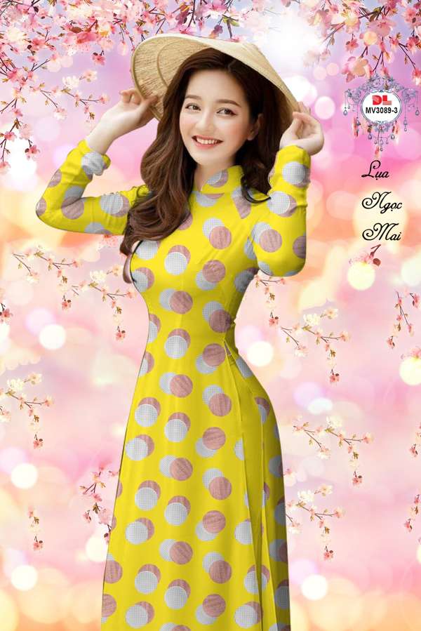 Vải Áo Dài Chấm Bi Thiết Kế 2021 AD MV3089