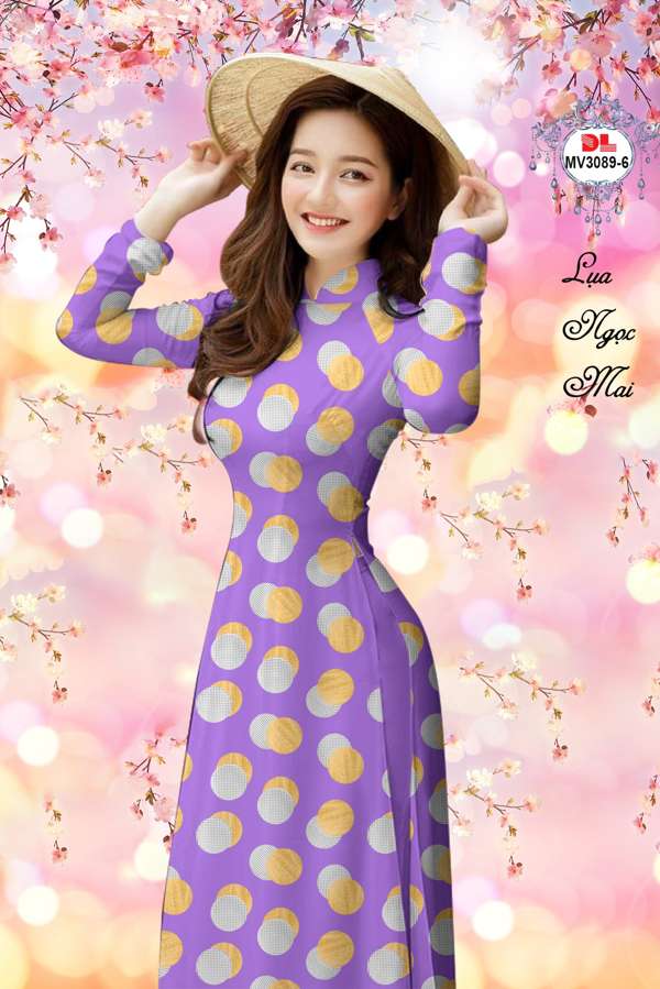 Vải Áo Dài Chấm Bi Thiết Kế 2021 AD MV3089