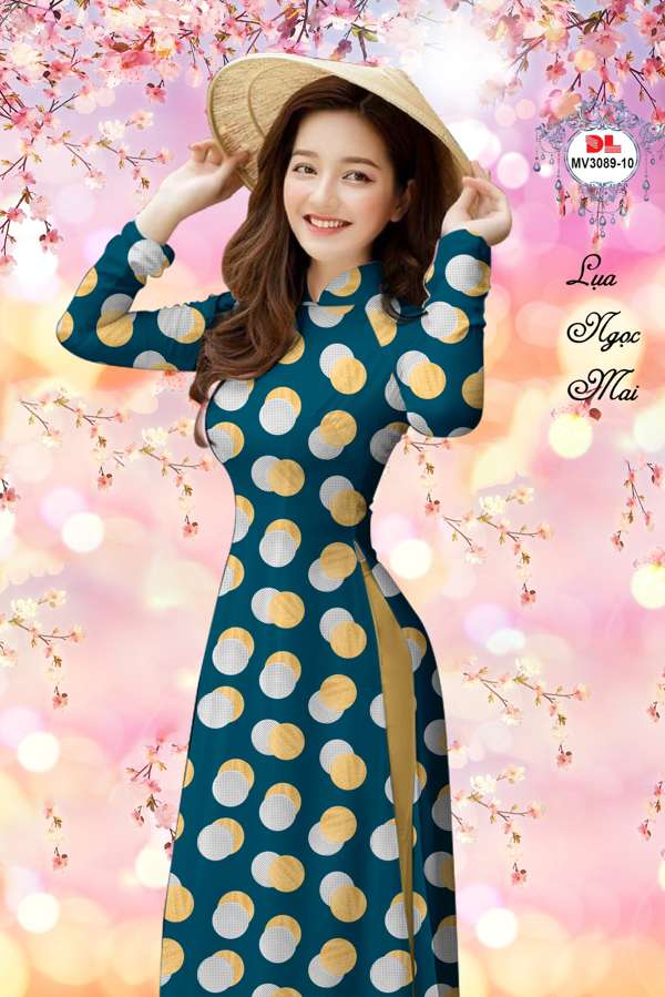 Vải Áo Dài Chấm Bi Thiết Kế 2021 AD MV3089
