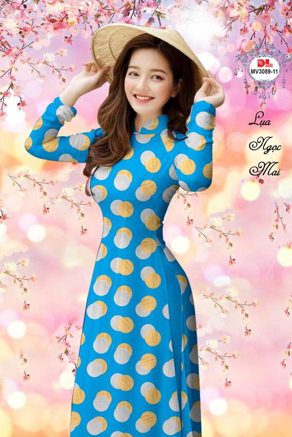 Vải Áo Dài Chấm Bi Thiết Kế 2021 AD MV3089