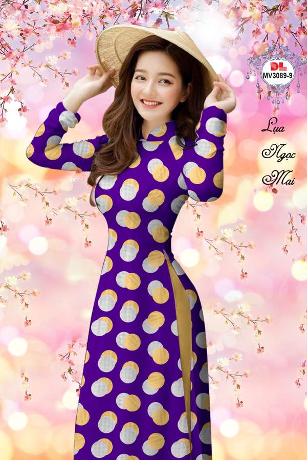 Vải Áo Dài Chấm Bi Thiết Kế 2021 AD MV3089
