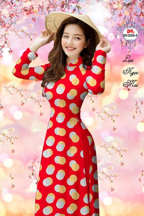 Vải Áo Dài Chấm Bi Thiết Kế 2021 AD MV3089