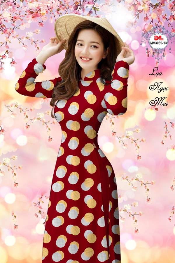 Vải Áo Dài Chấm Bi Thiết Kế 2021 AD MV3089