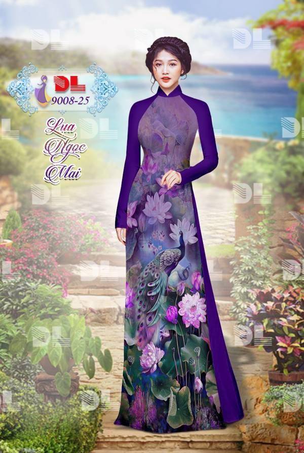 Vải Áo Dài Công Và Hoa Sen Vừa Ra AD DL9008 60 Vải Áo Dài Công Và Hoa Sen Vừa Ra AD DL9008
