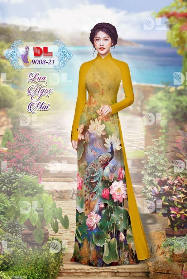 Vải Áo Dài Công Và Hoa Sen Vừa Ra AD DL9008 64 Vải Áo Dài Công Và Hoa Sen Vừa Ra AD DL9008