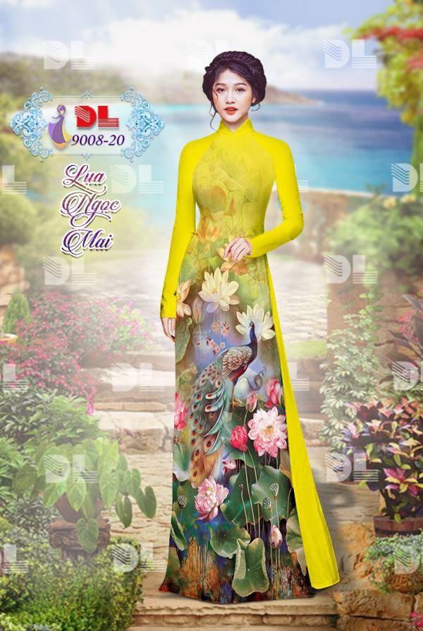 Vải Áo Dài Công Và Hoa Sen Vừa Ra AD DL9008 65 Vải Áo Dài Công Và Hoa Sen Vừa Ra AD DL9008