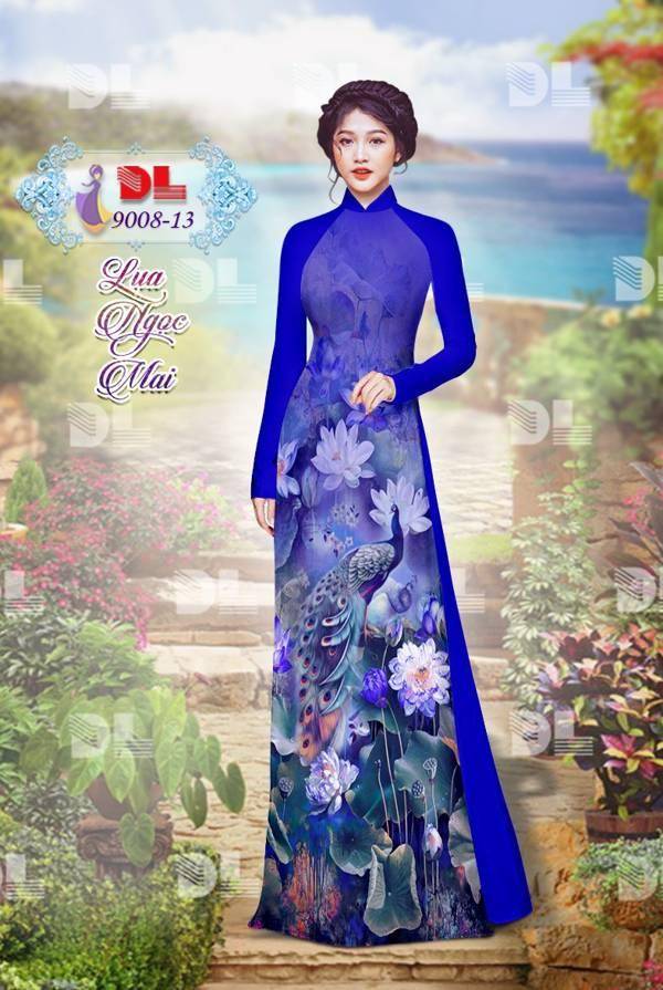 Vải Áo Dài Công Và Hoa Sen Vừa Ra AD DL9008 70 Vải Áo Dài Công Và Hoa Sen Vừa Ra AD DL9008