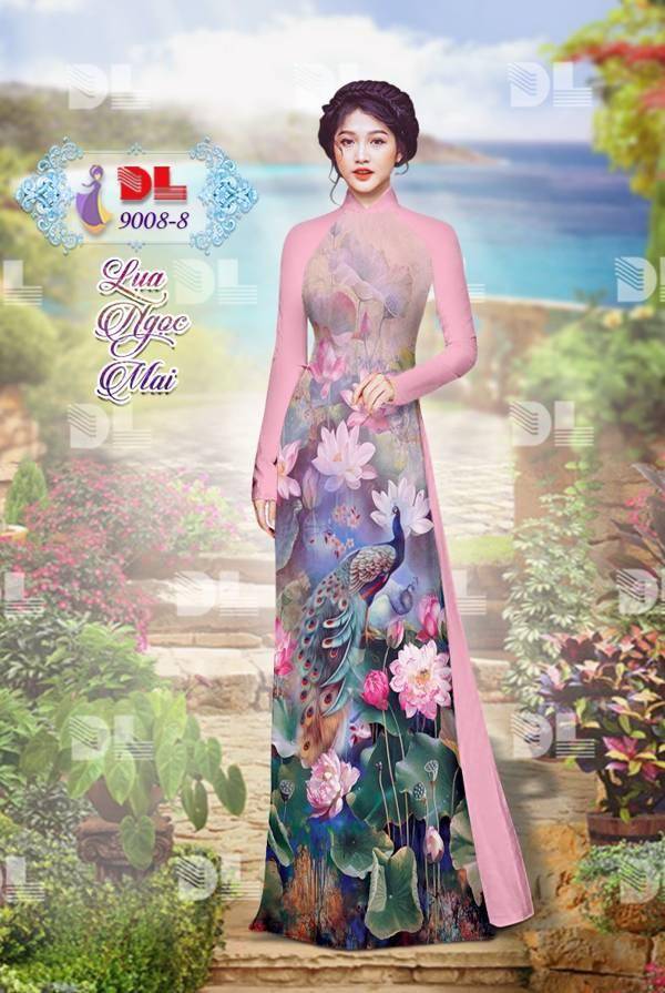 Vải Áo Dài Công Và Hoa Sen Vừa Ra AD DL9008 75 Vải Áo Dài Công Và Hoa Sen Vừa Ra AD DL9008