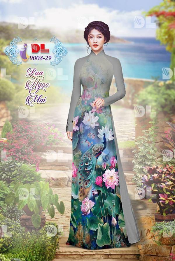 Vải Áo Dài Công Và Hoa Sen Vừa Ra AD DL9008 85 Vải Áo Dài Công Và Hoa Sen Vừa Ra AD DL9008