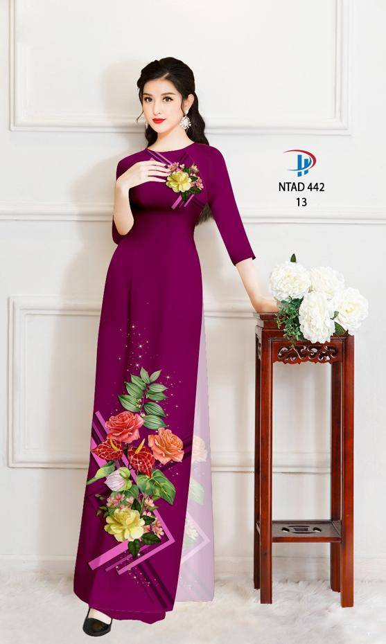 Vải Áo Dài Hoa Hồng Độc Đáo AD NTAD442 52 Vải Áo Dài Hoa Hồng Độc Đáo AD NTAD442