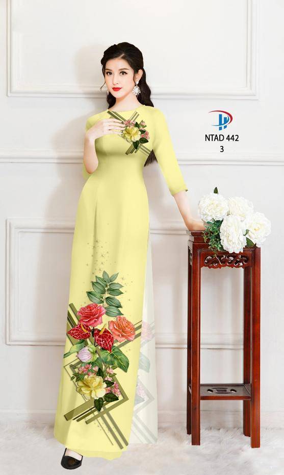 Vải Áo Dài Hoa Hồng Độc Đáo AD NTAD442 61 Vải Áo Dài Hoa Hồng Độc Đáo AD NTAD442