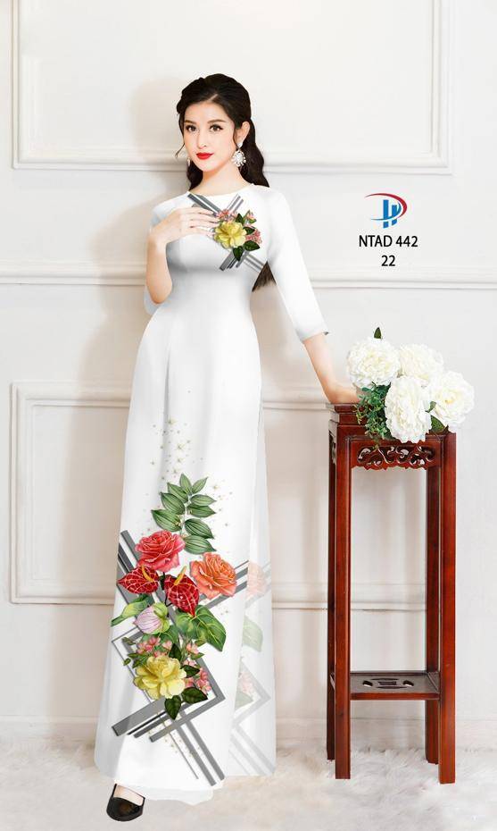 Vải Áo Dài Hoa Hồng Độc Đáo AD NTAD442 63 Vải Áo Dài Hoa Hồng Độc Đáo AD NTAD442